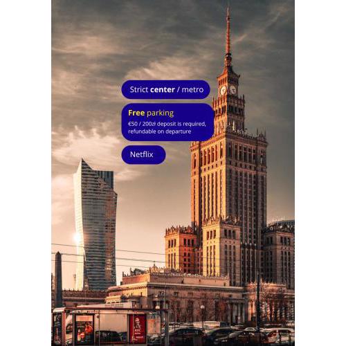 Apartment Strict Warsaw Center - Metro,Free Parking