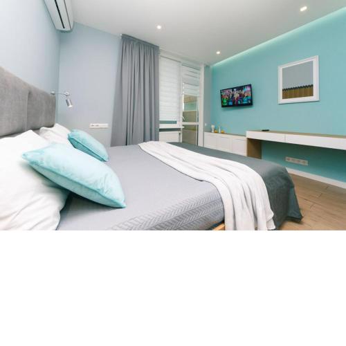 Happy apartment, warmth, comfort, turquoise