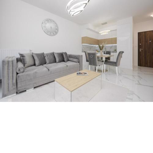 Luxurious Grey Apartment with Sauna, Gym and Parking by Noclegi Renters