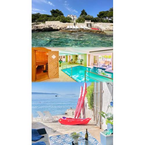 Luxury Seaside Villa with a classic Mediterranean Olive Garden, a fully equipped Professional Kitchen, Pool, Sauna, Padle Boards and Canoe - Miolin Beach House