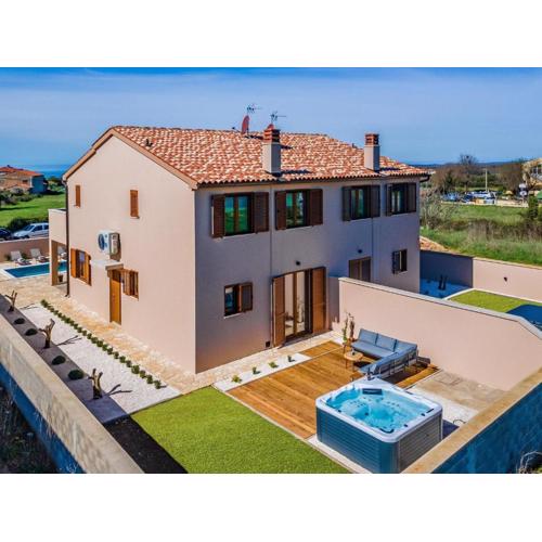 Modern home with swimming pool and wellness