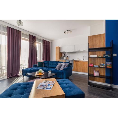 Mysterious Blue Apartment with Two Bedrooms and Balcony in Świnoujście by Noclegi Renters