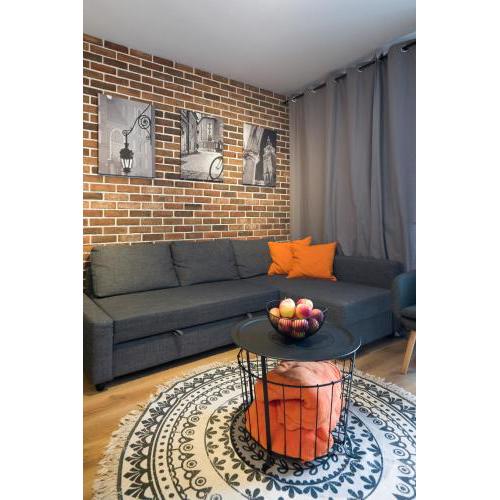 Orange, modern apartment in the city centre