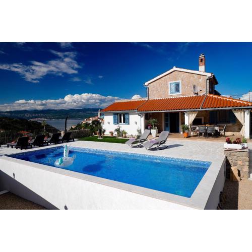 Romantic stone villa with pool, panoramic sea view near the beach - by Traveler tourist agency Krk ID 2134