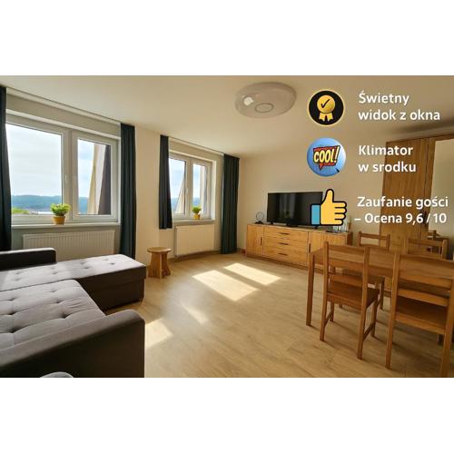 Słoneczny Apartament Panorama 5 7 z Widokiem na Jezioro i Góry