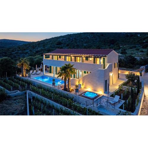 Stone Villa Smokvica with vineyard, swimming pool, jacuzzi, gym and panoramic sea views