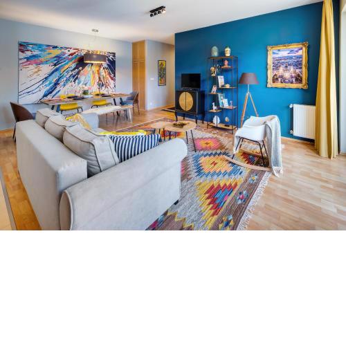 Stylish and colorful apartment with balcony