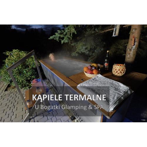 U Bogatki Glamping & SPA Górski Drewniany Domek 7 osobowy kąpiele termalne SPA las góry jezioro Gródek nad Dunajcem