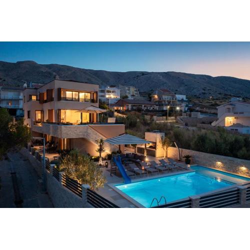 Villa Emma on Island Pag for 14 persons with sea view, wellness & pool heating