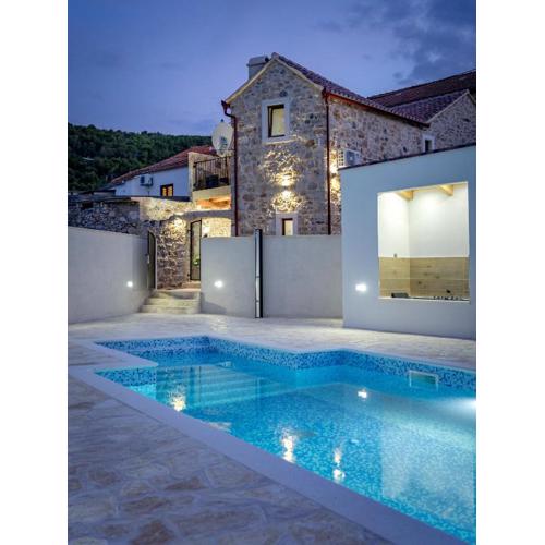 Villa Ploča on Hvar with a private heated pool